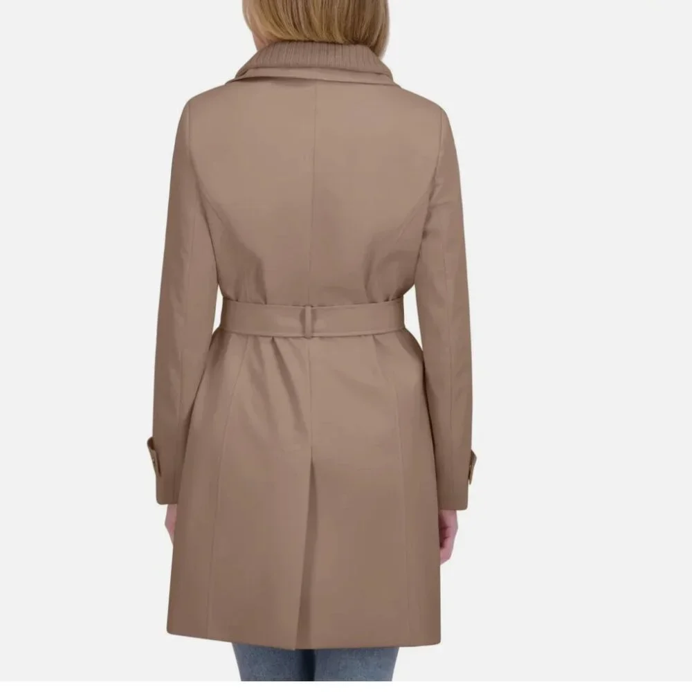 Halston Women's Belted Trench Coat  Brown - Picture 2 of 5